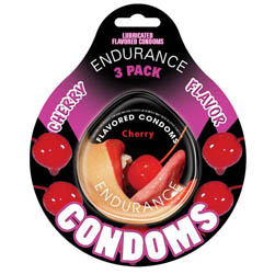 Endurance Cherry Flavored Condoms - 3 Pack Discs