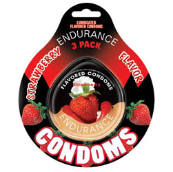 Endurance Strawberry 3 Pk Flavored Condoms