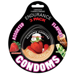 Endurance 3 Pack Assorted Flavored Condoms Discs