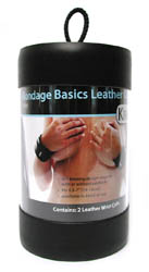Bondage Basics Black Leather  Wrist Cuffs