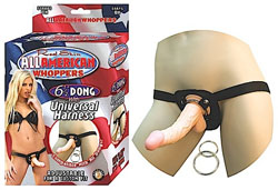 All American Whoppers 6.5-Inch  Dong With Universal Harness