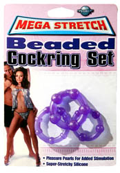Mega Stretch Beaded Cockring Set Purple