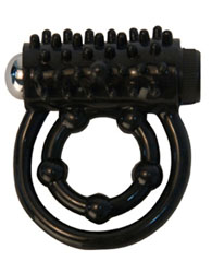 Vibrating Double Cock Ring -  Black