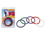 Rainbow Rubber Cock Ring 5  Pack - 2In