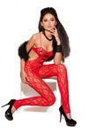 Lace Bodystocking - Red - One  Size