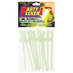 PARTY PECKER SIPPING STRAWS - GLOW IN THE DARK -10 PC BAG