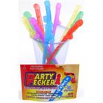 PARTY PECKER SIPPING STRAWS - 5 ASSORTED COLORS-10PC BAG