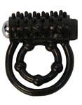 Vibrating Double Cock Ring -  Black